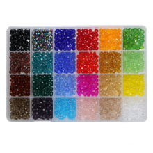 24 Colors 6mm Decorative Crystal Glass Beads with Hole for DIY Craft Bracelet Necklace Jewelry Making